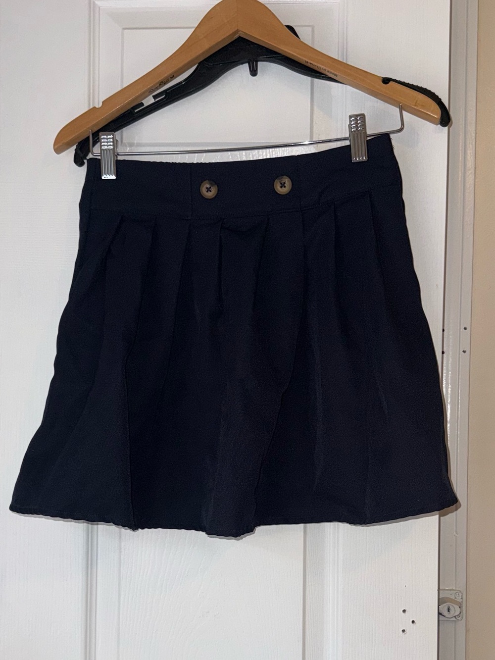 French Toast Black Pleated Skort with Button Waist
